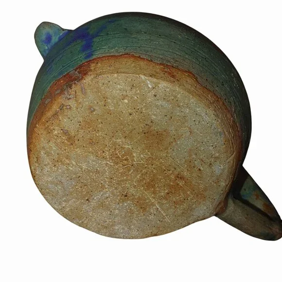 Handcraft Ceramic Teapot Rustic Green Blue Glaze Finish Unique Handmade Pottery